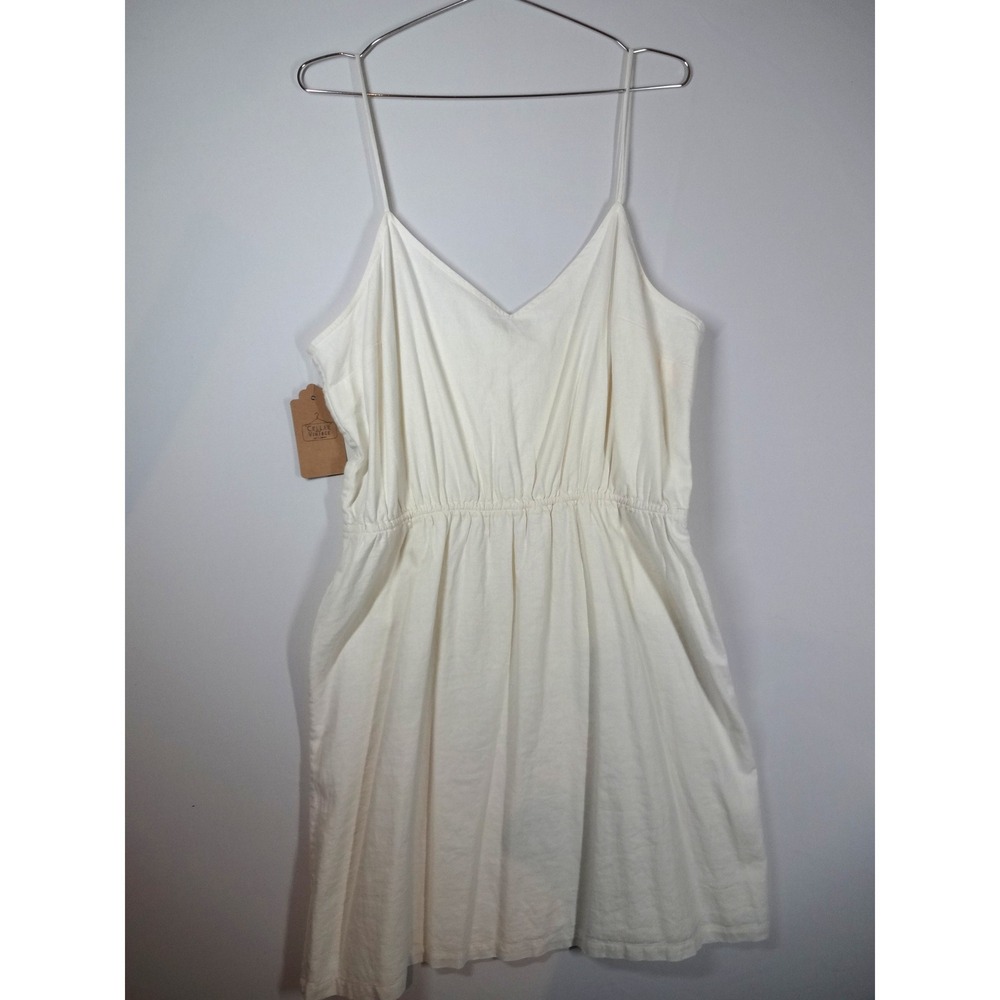J. Crew Mini Dress Women XL White Linen Blend Elastic Waist Coastal Summer NWT